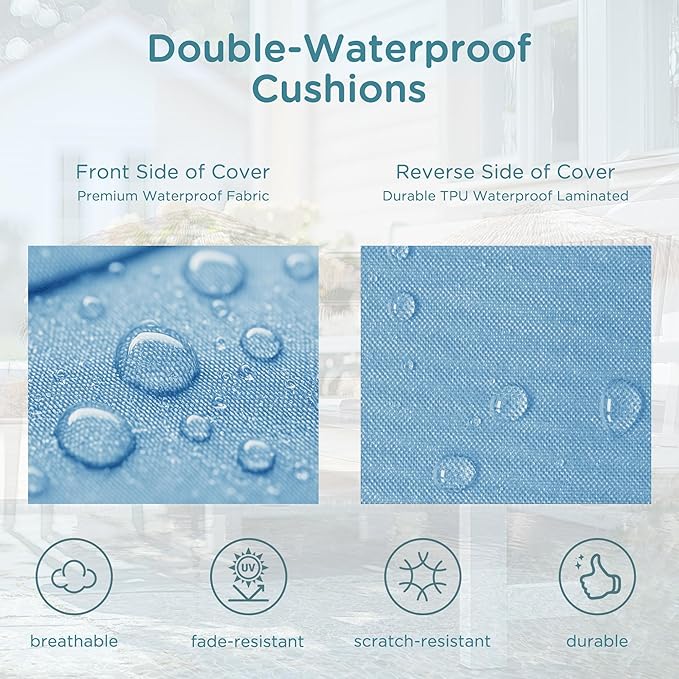 Codi Outdoor Bench Cushion 48 inch, Double Waterproof Patio Furniture Cushions Replacement for Swing, Porch, Couch, 48x18x3'', Teal Blue