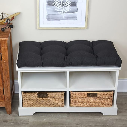 Klear Vu The Gripper Omega Non-Slip Tufted Bench Cushion for Indoor Furniture, Entryway Storage, Bay Window, Corner Nook or Piano Seat, 33 Inches, 02 Midnight