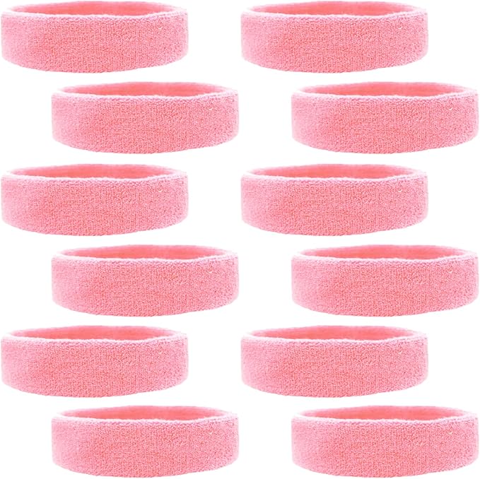 12 Sweatbands Cotton Sports Headbands Terry Cloth Moisture Wicking Athletic Basketball Headband by Kenz Laurenz