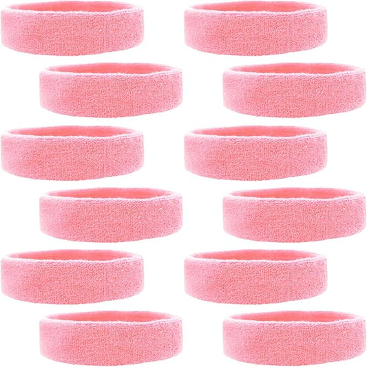 12 Sweatbands Cotton Sports Headbands Terry Cloth Moisture Wicking Athletic Basketball Headband by Kenz Laurenz