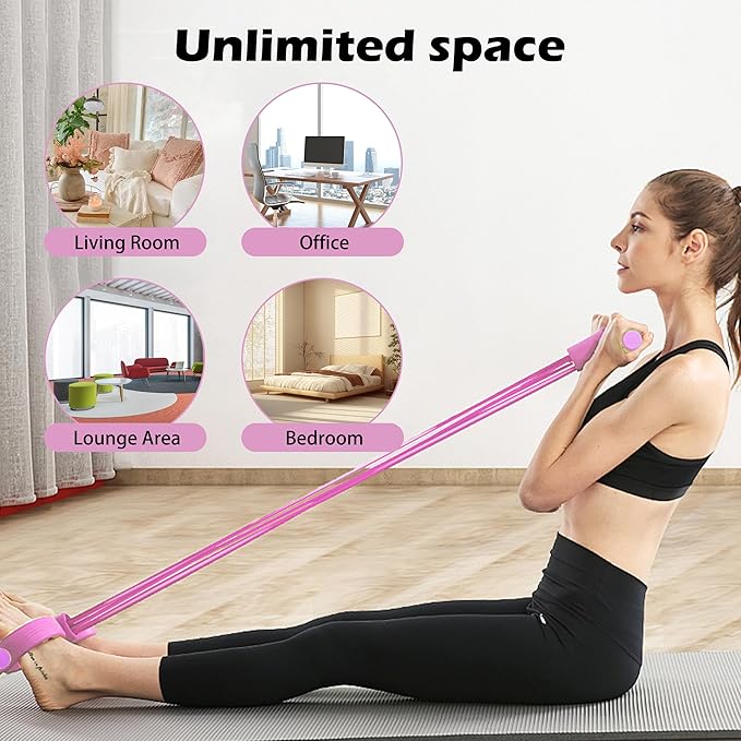 Multi-Function Tension Rope Band & Pedal Puller Resistance Band, 6-Tube Elastic Yoga Pedal Puller Resistance Band, for Abdomen/Waist/Arm/Leg Stretching Slimming Training