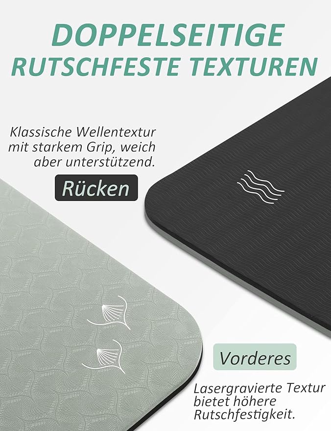 BEAUTYOVO Yoga Mat with Strap, 1/3 Inch Extra Thick Yoga Mat Double-sided Non Slip, Professional TPE Yoga Mats for Women Men, Workout Mat for Yoga, Pilates and Floor Exercises