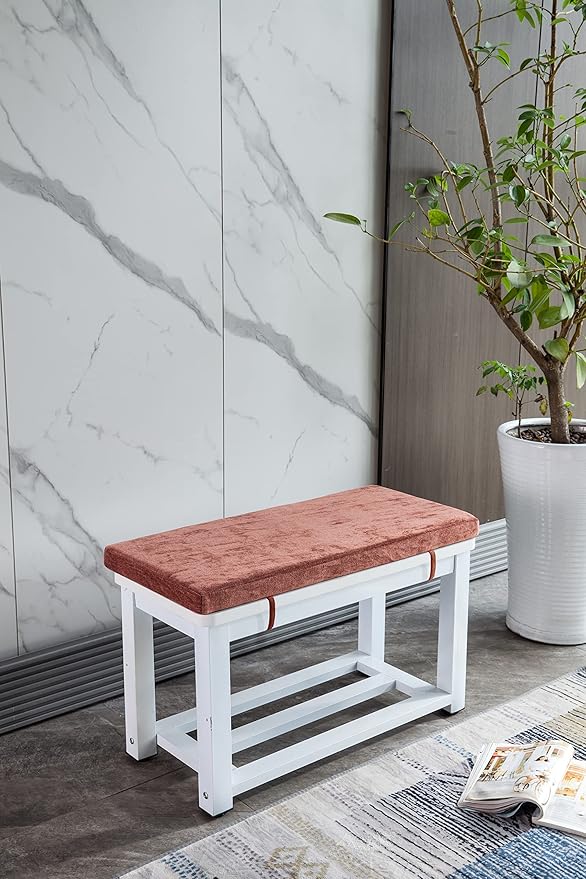 Loveboat Washable Bench Cushion, Non-Slip Bench Pad for Shoe Storage, Window, Piano, Dining 36"x14"x2" Brick Red