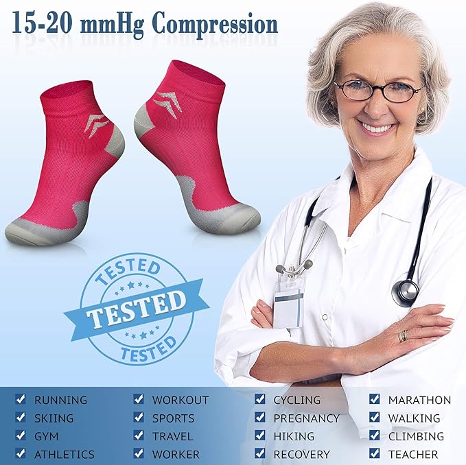 CHARMKING Compression Socks for Women & Men Circulation 15-20 mmHg is Best for Athletic Running Cycling Nurse Daily Wear