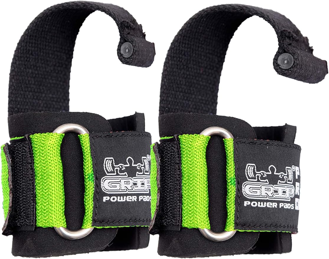 Lifting Dowel Straps Neoprene Padded Wrist Wraps Power Weight Lifting Training Gym Grips Straps Wrist Support Bandage Set of 2 Alternative to Hooks (Lime)