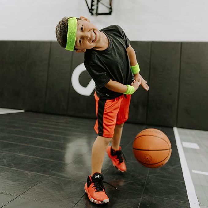 Suddora Sweatbands for Kids, Moisture Wicking 2 Wristbands and 1 Headband Set, Soft and Skin-Friendly Fabric, Moisture-Wicking Athletic Sweat Bands for Basketball, Baseball, Soccer