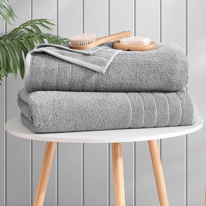 Casa Platino Bath Sheets 2 Pack (36"x 72"), 100% Ring Spun Cotton Bathroom Towels, Soft, Absorbent, Quick Drying - Ultimate Grey