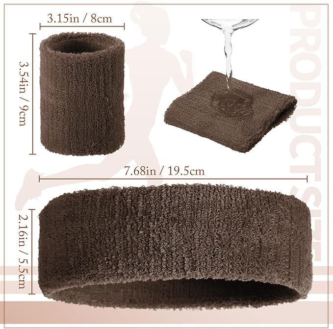 Civaner 12 Pcs 80s 90s Sweatbands Neon Headbands Wristbands for Men Women Party Sports Cotton Headbands Terry Cloth Athletic Sweat Bands for Tennis Football Gym Workingout Accessories