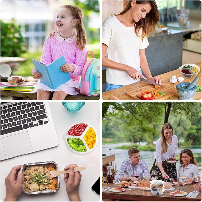 20 Piece Container Set, Reusable Snack Containers with, Lids Three Compartment Sauce, Mini for Kids and Adults, Disposable Snack Packaging Containers