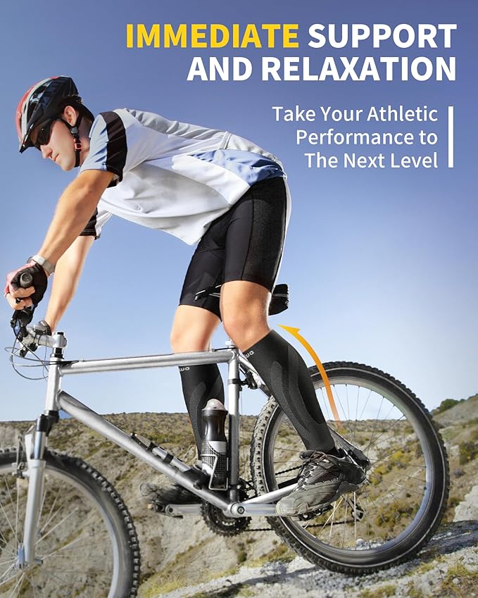 CAMBIVO 3 Pairs Calf Compression Sleeves for Men & Women – Footless Compression Socks for Shin Splints, Pain Relief, Varicose Veins – Leg Support for Running, Travel, Fitness, Nursing