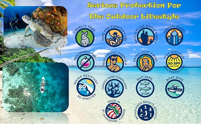Hawaii Reef Compliant, Non-Nano Mineral Sunscreen 3oz Travel Size, (2) Pack 6oz Total, UVA/UVB Protection, Octinoxate-Oxybenzone Free, No Fragrance, PABA-Paraben free, Made in USA