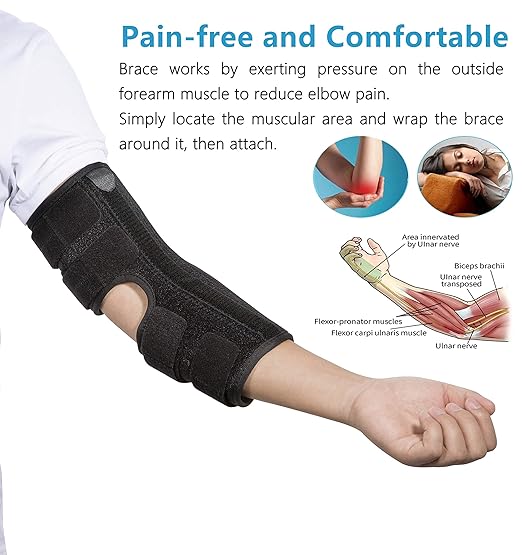 Elbow Brace Support Splint for Cubital Tunnel Syndrome and Arthritis Pain Relief , Adjustable Angle Stabilizer Brace ,Prevent Excessive Bending at night,Fits left and right Arms for Woman and Man- L