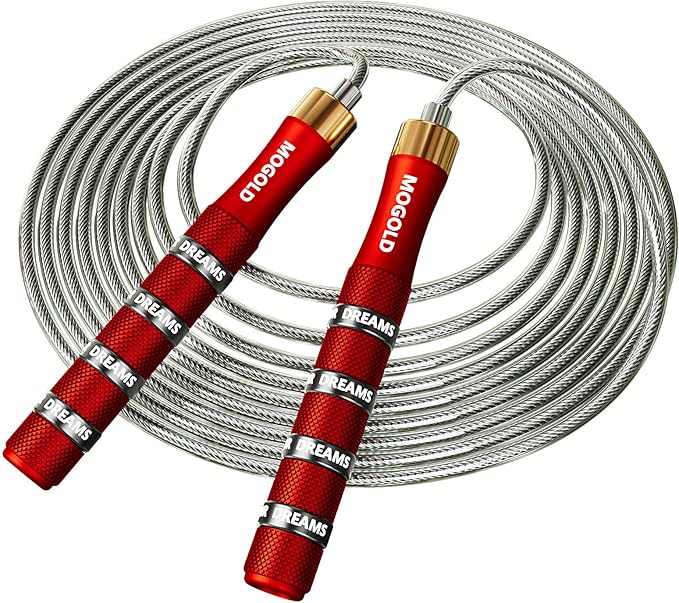 Pro Adjustable Speed Jump Rope - 10ft 4mm PVC Steel Wire with Dual Ball Bearings & 360° Spin - Metal/Rubber Ergonomic Grips for CrossFit, HIIT, Weight Loss, Home Gym Workouts for Men & Women