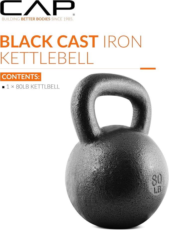 CAP Barbell Black Cast Iron Kettlebell Single or Set | 10-80 Lbs