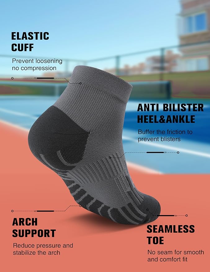 Compression Sport Running Socks: Athletic Socks for Men Women with Cushion,3 Pairs Work Hiking Basketball Ankle Socks