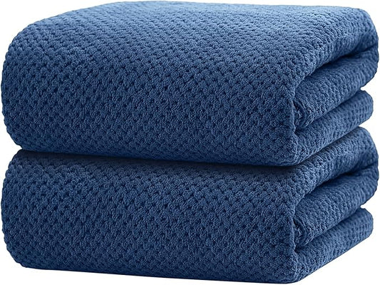 HOMEXCEL Bath Towels Pack of 2, (27 x 54 Inches) Microfiber Ultra Soft Highly Absorbent Bath Towel Set, Lightweight and Quick Drying Towels for Body, Sport, Yoga, SPA, Fitness, Blue