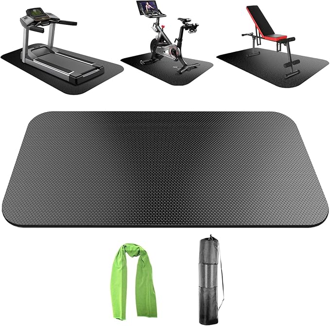 Bike Mat,Treadmill Mat,For Walking Pad,Elliptical,Exercise Bikes, Stationary Cycles,Spin Bike,Under Exercise Bike Trainer Pad for Indoor Stationary Gym Fitness Equipment Hardwood Floor Protector