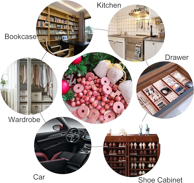 Cedar Blocks for Clothes Storage, Cedar Wood Chips and Balls for Drawer 80PCS, Closet and Kitchen Freshener, 100% Natural Cedar Blocks