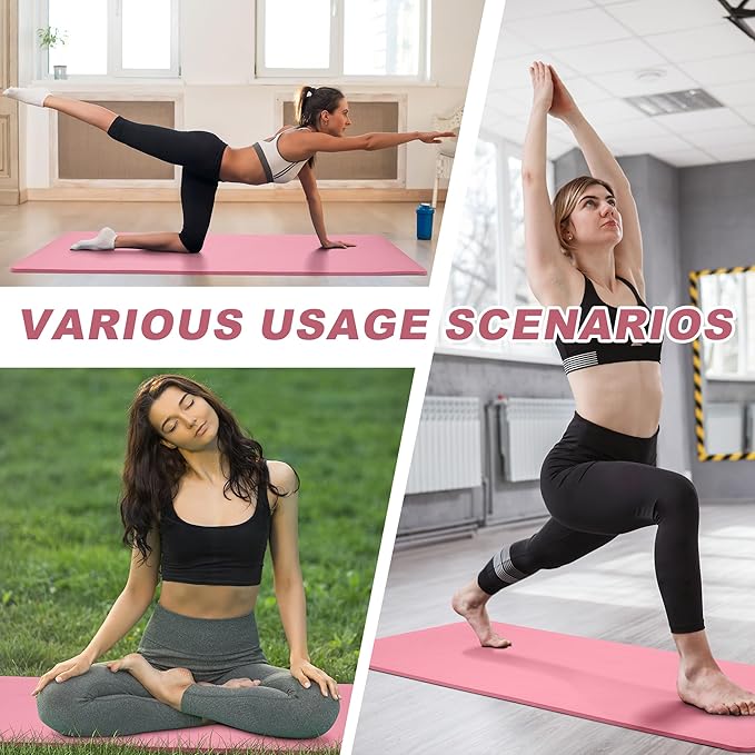 BalanceFrom 1-Inch Thick High-Density Exercise Yoga Mat, Non-Slip Workout Mat with Carry Strap for Men & Women, Ideal for Pilates, Stretching & Floor Exercises at Home or Gym, Multiple Color