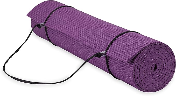 Gaiam Essentials Thick and Thin Yoga Mat Fitness & Exercise Mat with Easy-Cinch Carrier Strap
