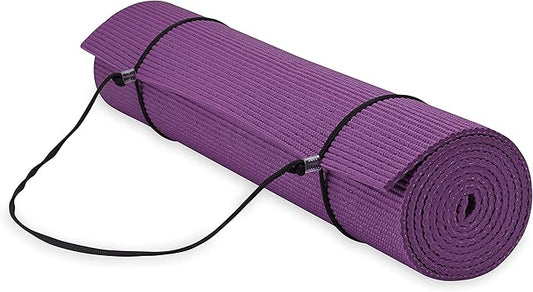 Gaiam Essentials Thick and Thin Yoga Mat Fitness & Exercise Mat with Easy-Cinch Carrier Strap