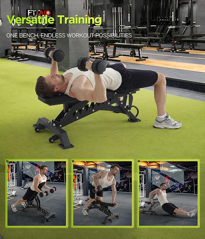 Heavy Duty Weight Bench 1000LB Capacity, Adjustable FID Workout Bench Weight Lifting, Bench Press for Gym and Home Gym