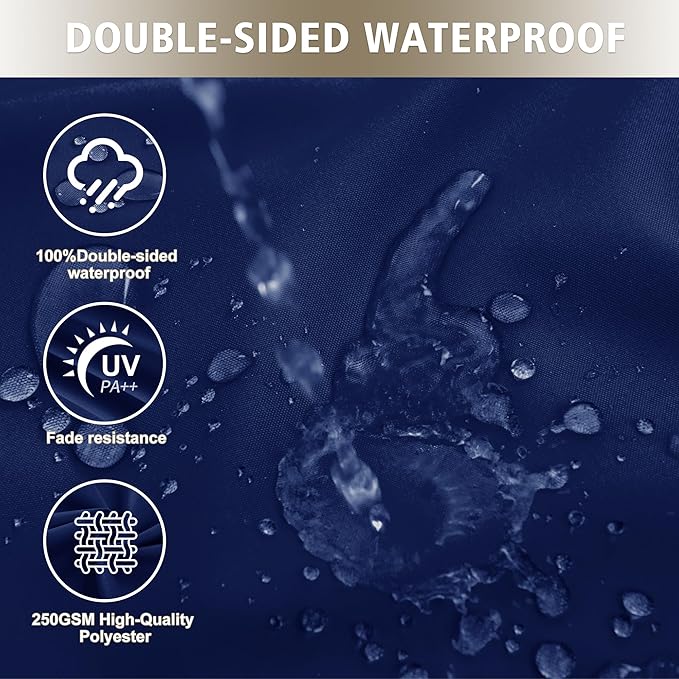 Outdoor Bench Cushion Waterproof 48"x18" – Fade-Resistant Patio Furniture Cushion with Ties for Porch Swing, Loveseat, or Indoor Bench Replacement, Navy Blue