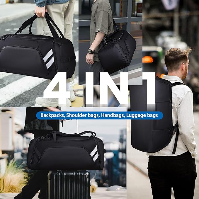 Gym Bag for Men and Women, 58L Large Travel Bag with Shoes Compartment and Wet Pocket,Sports Bag for Training,Sauna,Fitness, Swimming, Sports, Traveling