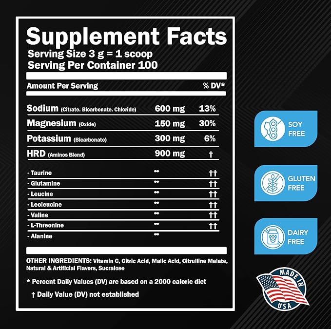 HRDWRK Electrolytes Powder with Magnesium, Potassium - Sugar Free Electrolytes Boost Endurance and Reduce Fatigue with This Electrolytes Supplement - Maximum Hydration - Keto Friendly