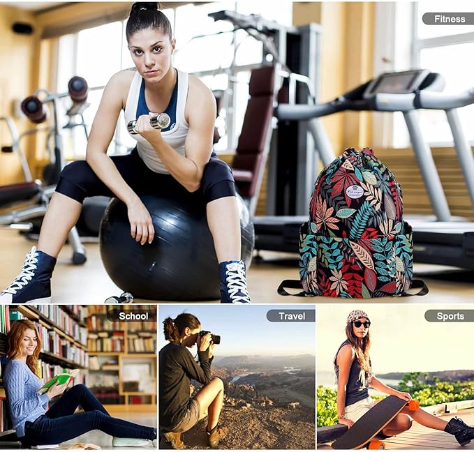 HUA ANGEL Drawstring Backpack Bag, Sport Gym Sackpack Lightweight Small Gym Bag for Men Women Pull String Sport Beach Bag