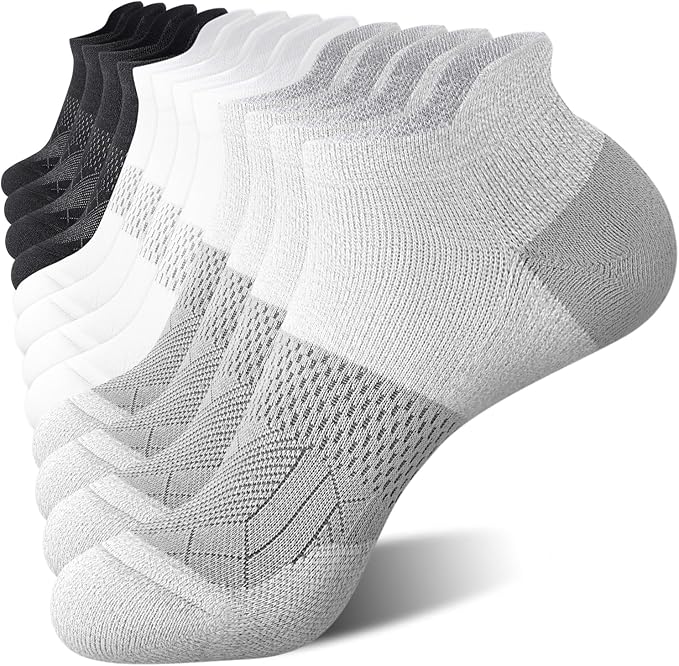 FITRELL 5-6 Pairs Ankle Running Socks for Women Athletic Cushioned Low Cut Tab Sports Socks