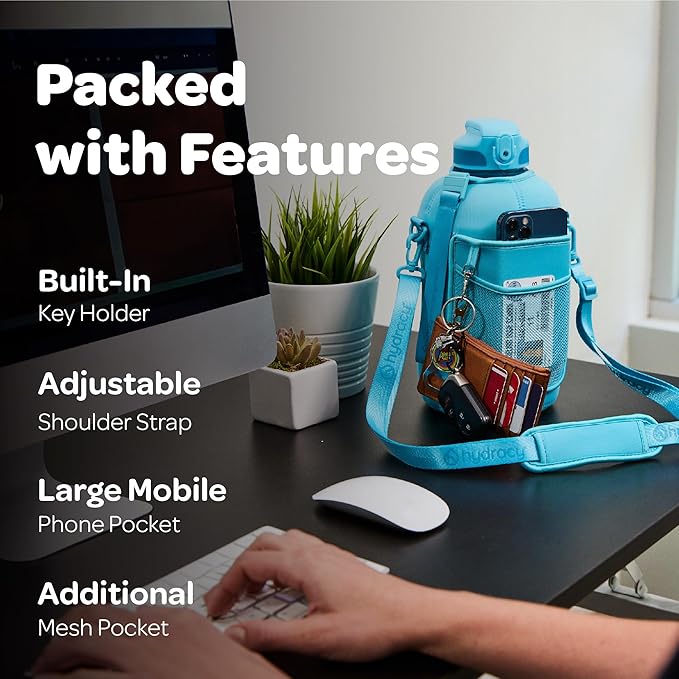 Hydracy Water Bottle with Time Marker -Large BPA Free Water Bottle & No Sweat Sleeve -Leak Proof Gym Bottle with Fruit Infuser Strainer & Times to Drink -Ideal for Fitness Sports & Outdoors