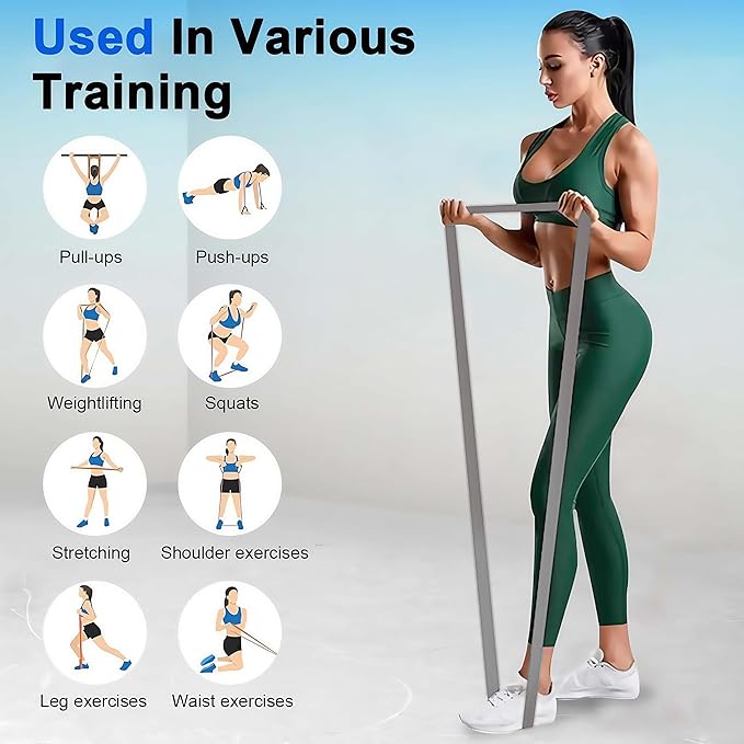 Pull Up Bands Resistance Bands Set for Working Out,8 PC Long Exercise Bands & Fabric Booty Bands for Training Hip Thigh Glute Fitness,Home Workouts,Physical Therapy for Men Women