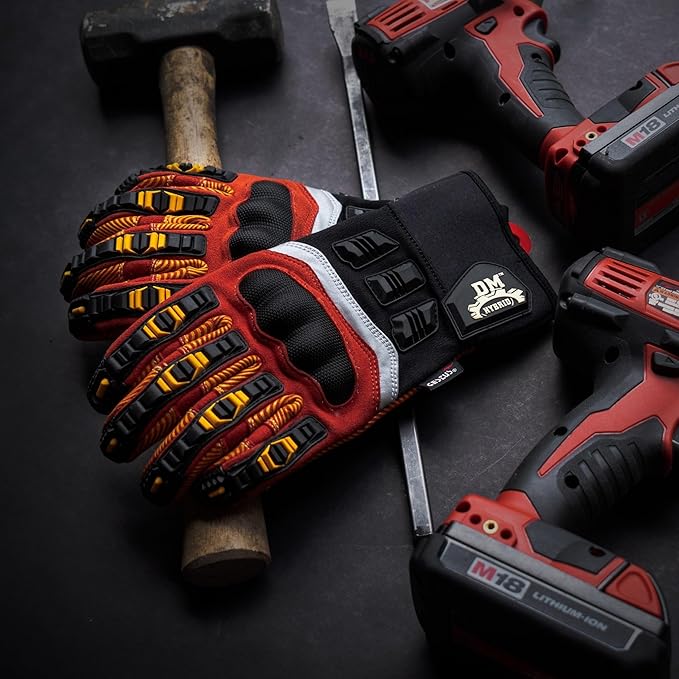 Cestus 8032, Impact Gloves with Grip, Gel Padded Palm, Polycarbonate Knuckle, Heavy Duty Safety Work Gloves