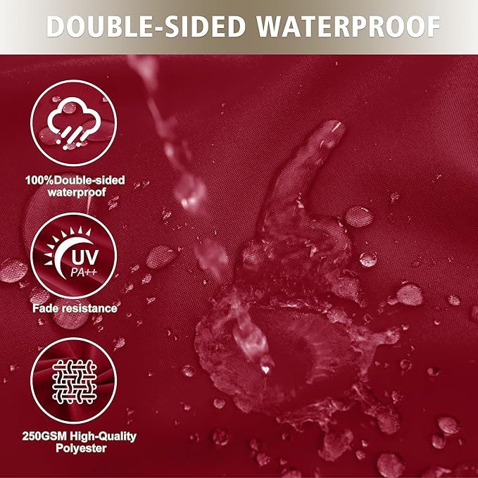 Outdoor Bench Cushion Waterproof 42"x18" – Fade-Resistant Patio Furniture Cushion with Ties for Porch Swing, Loveseat, or Indoor Bench Replacement, Burgundy