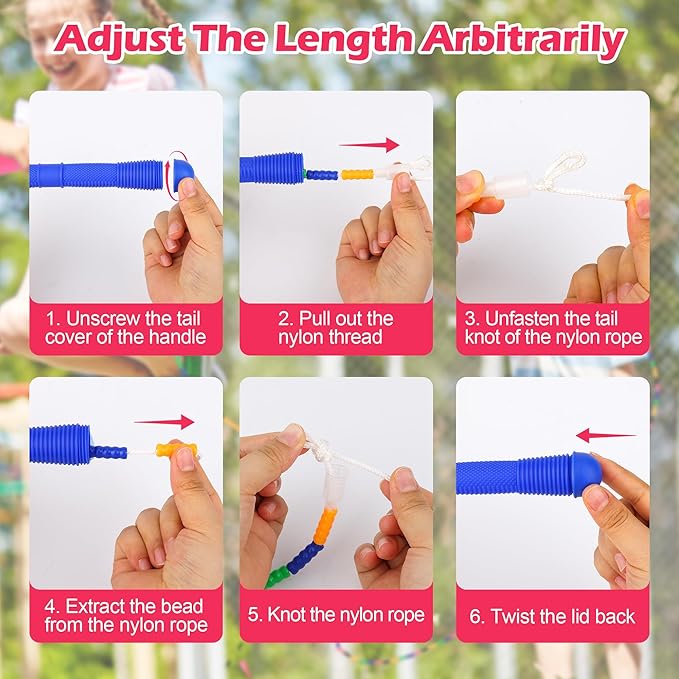 Coolrunner 16 FT Long Jump Rope(4 PACK), Double Dutch Jump Ropes Soft Beaded Skipping for Kids Adults Plastic Segmented Long Enough for 4-5 Jumpers