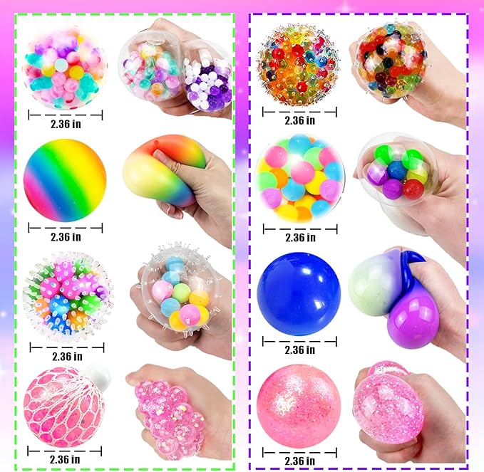 30Pcs XL Stress Balls, Large Squishy Balls for Adults, Squeeze Balls, Octopus Fidget Balls for Stress Relief, ADHD, Classroom Prizes, Easter, Halloween, Christmas Party Favors, Goodie Bag Stuffers
