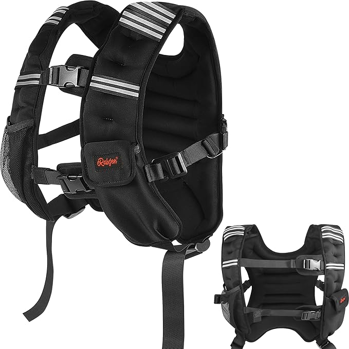 Weighted Vest, 12lbs/16lbs/20lbs/30lbs/40lbs Odorless, 6 Straps Size Adjustable for Woman Men, running, walking, Jogging, Workout Strength Training (Weight Not Adjustable)