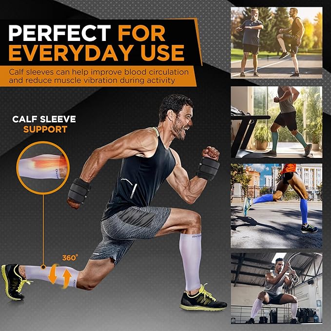 Doc Miller Compression Calf Sleeve for Men & Women, Premium Medical Grade, 15-20mmHg Graduated Support for Running, Calf Tear, Shin Splints, Knee High, Calf Sleeves, 1 Pair