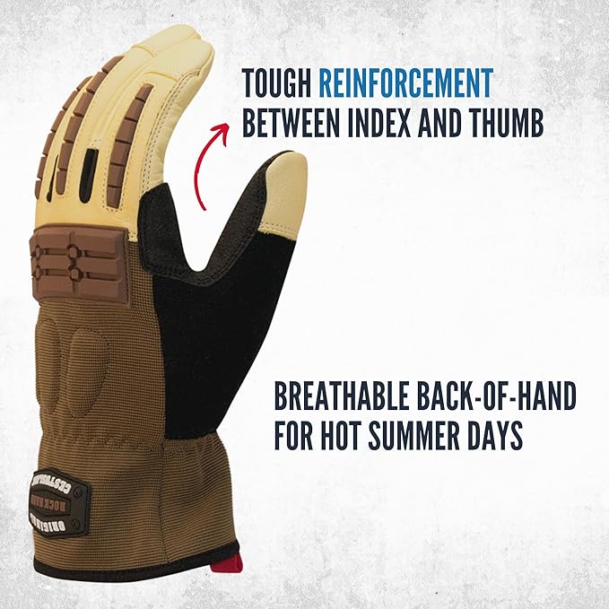 Cestus RH Original, Goatskin Leather Work Gloves for Men, Heavy Duty Working Gloves for Construction, Warehouse, Gardening