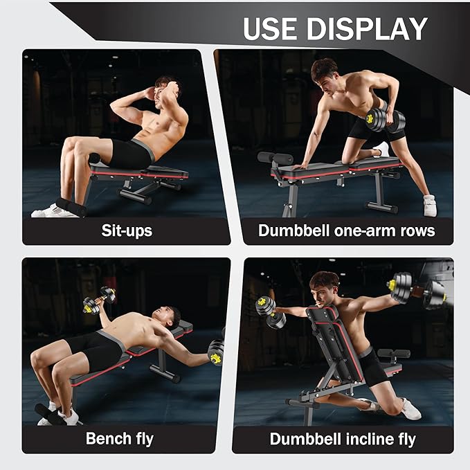 Adjustable Weight Bench, Foldable, Incline/Decline/Flat, Full Body Workout, Extended Head Design, 660 lbs/300 kgs Capacity