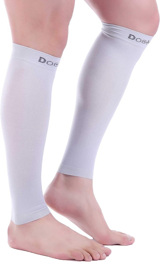 Doc Miller Compression Calf Sleeve for Men & Women, Premium Medical Grade, 15-20mmHg Graduated Support for Running, Calf Tear, Shin Splints, Knee High, Calf Sleeves, 1 Pair