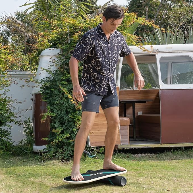 Sportneer Balance Board 7 Modes Wobble Board with Adjustable Stoppers Exercise Balancing Stability Trainer for Improve Balance, Surf Trainer & Physical Therapy - Roller and 2.8'' Ball Included