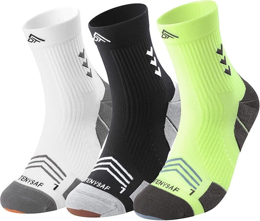 Compression Sport Running Socks: Athletic Crew Socks for Men Women Cycling Hiking Basketball Work,3 Pairs