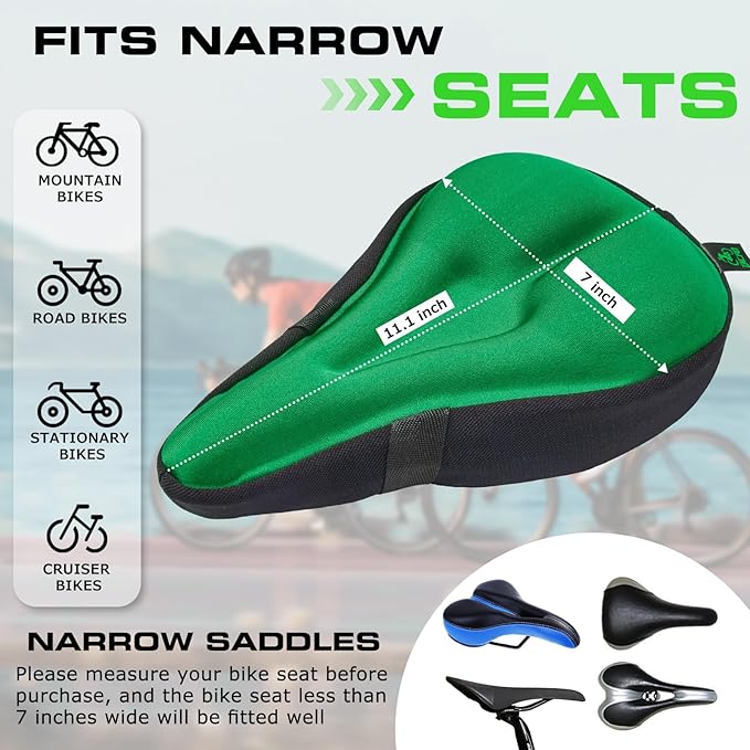 Zacro Bike Seat Cushion - Gel Padded Bike Seat Cover for Men Women Comfort, Extra Soft Exercise Bicycle Seat Compatible with Peloton, Outdoor & Indoor Bike Saddles