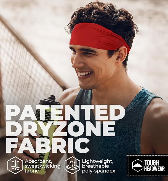 Tough Headwear Sport Headbands for Men - Workout Headbands for Women - Running Headband -Tennis Athletic Sweatband
