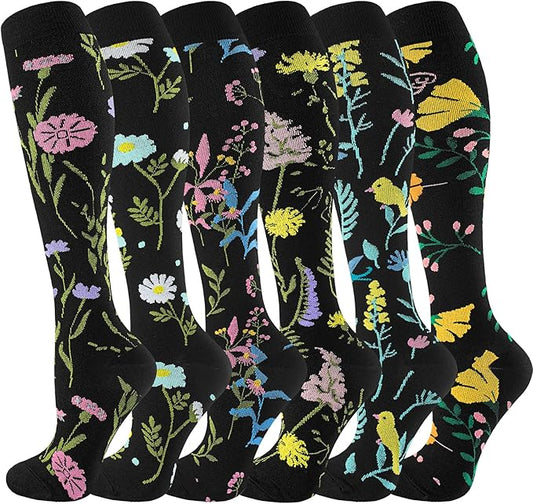 bropite Halloween Compression Socks for Women & Men-Pumpkin Ghost 6 Pairs 20-30mmhg Support Running Nurse Travel