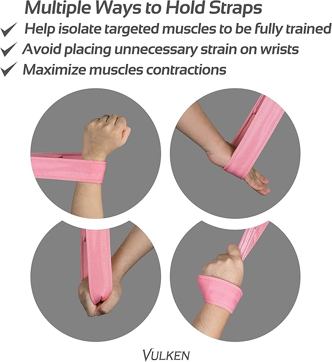 Vulken Tricep Rope Cable Attachment. 28.7 Inch & 22 Inch Two Lengths Built in One Pull Down Rope, Black & Pink