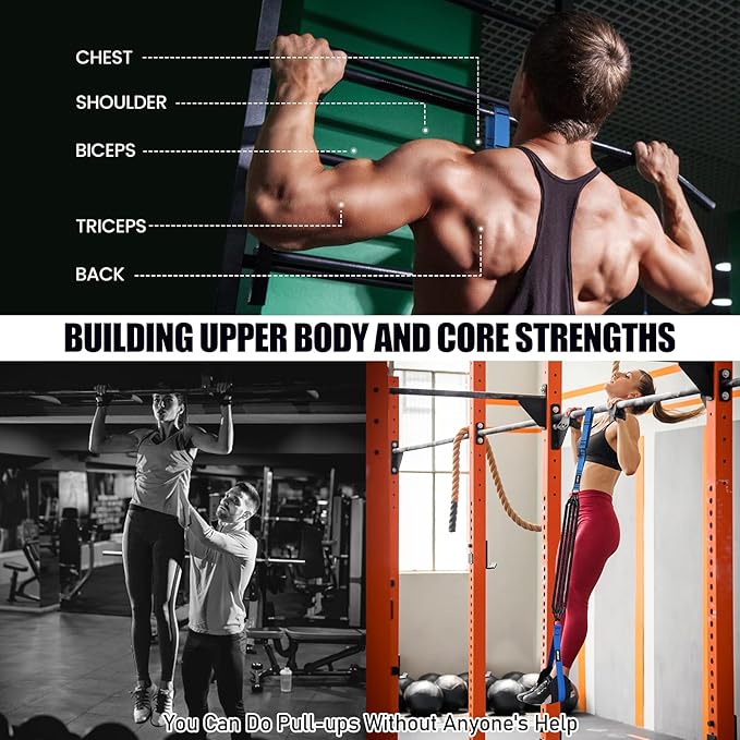 Pull Up Assistance Bands 260lbs, Heavy Pull Up Bands Resistance Bands for Pull Ups Working Out with Feet Rest, Pull Up Bar Bands Assistance Bands Strength Training Workout Equipment, Height Adjustable
