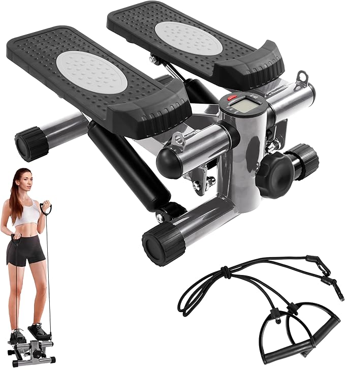 Fitvids Steppers for Exercise, Stair Steeper with Resistance Bands, Portable Stepper Capable of Full-Body Exercise, Low Noise and Smooth, Bear 300 lbs